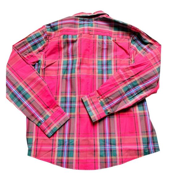 Foxcroft Red Tartan Wrinkle-Free Shirt 10P – Gem Buttons, Holiday Preppy - Picture 5 of 5